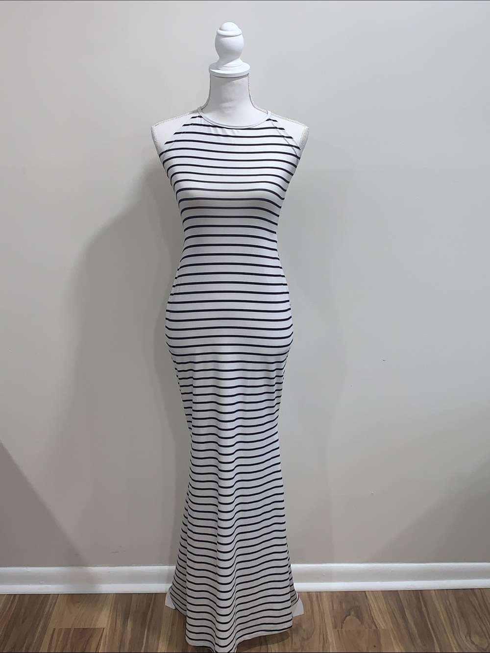 Black and White Striped Maxi Dress Sz M
